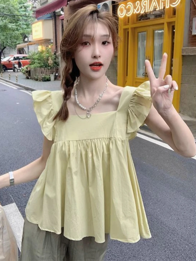 Blouses Women Backless Creativity Lace-up Leisure Lovely Age-reducing All-match Summer Korean Style Stylish Temperament Simple