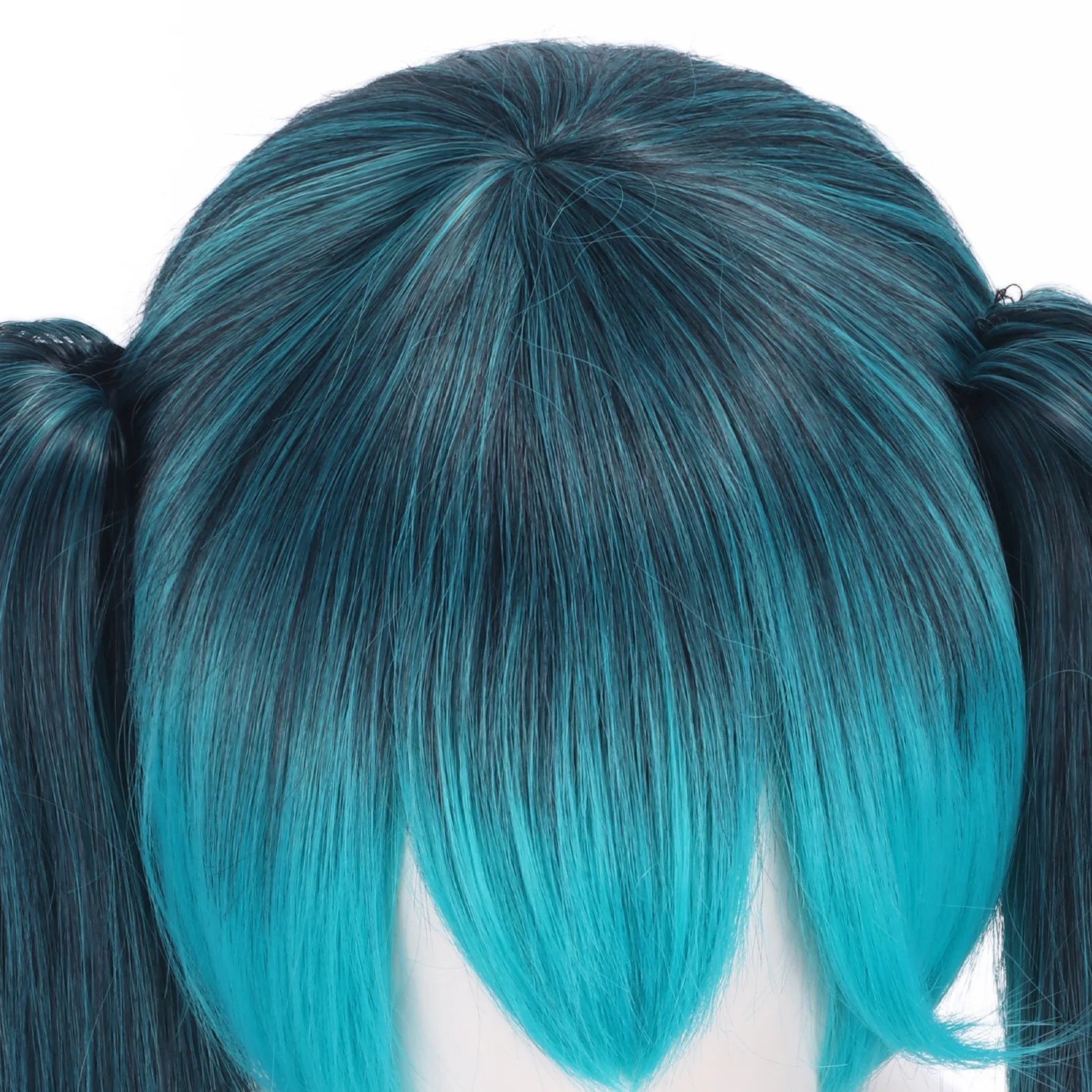 Mi-ku Inspired Synthetic Cosplay Wig Twin Tails with Realistic Scalp Clip-On Anime Costume Hairpiece for Party Carnival