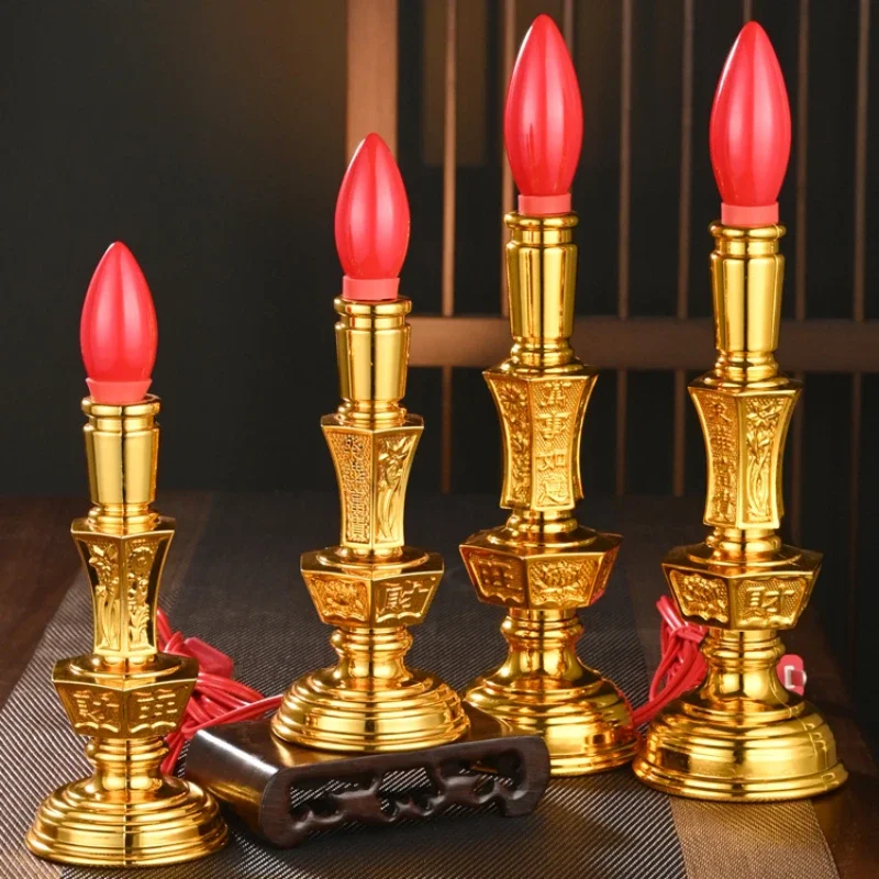 2pcs Plastic Power Simulated Candlestick Buddhist Utensils Home Decoration Buddhist Temple Worship Pray for Auspiciousness