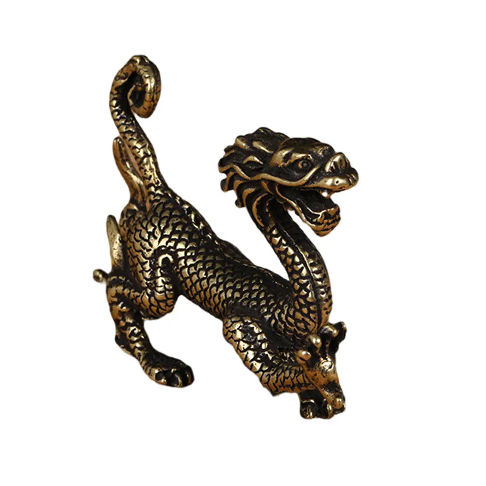 

1pc Bronze Dragon Pet Decor Style Dragon Adornment Home Desktop Ornament Brass Craft For Gift Interior Decoration