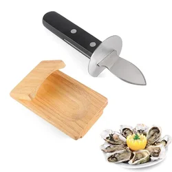 Seafood Oyster Opener Wood Handle Stainless Steel Oyster Knives Scallop Shell Shucking Cutter Home Kitchen Seafood Tools