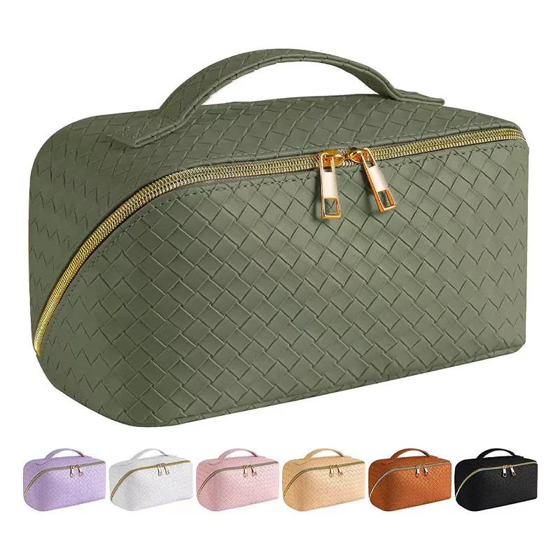 

High Quality Large-Capacity Cosmetic Bag Fashionable Zipper Colorful Convenient Travel Wash Storage PU Material Make up Bag