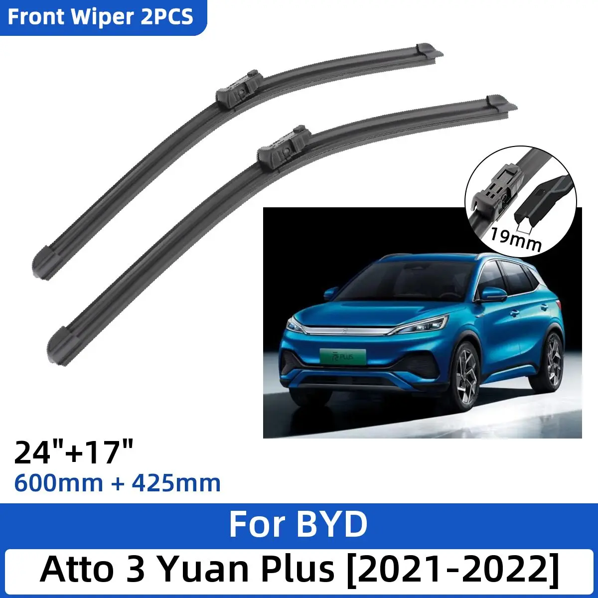 2 sztuk dla BYD Atto 3 Yuan Plus 2021-2022 24 "+ 17" przednie pióra wycieraczek szyby przedniej szyby akcesoria 2021 2022