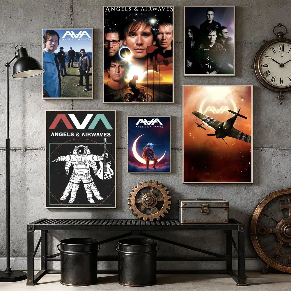 AVA Angel A-Airwaves Band Poster Home Bar Wall Art Sticker Waterproof Self-Adhesive Mural for Living Room Bedroom Decor