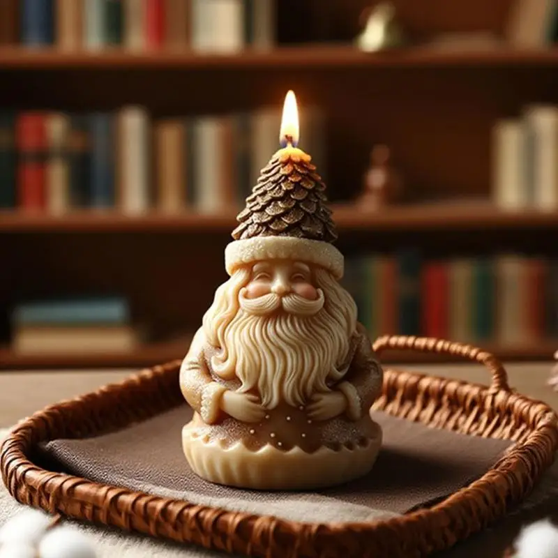 2025 جديد SANTA SILICONE CONDLE CONDLE MOULL مقاومة للحرارة شرط عيد الميلاد قالب شمعة