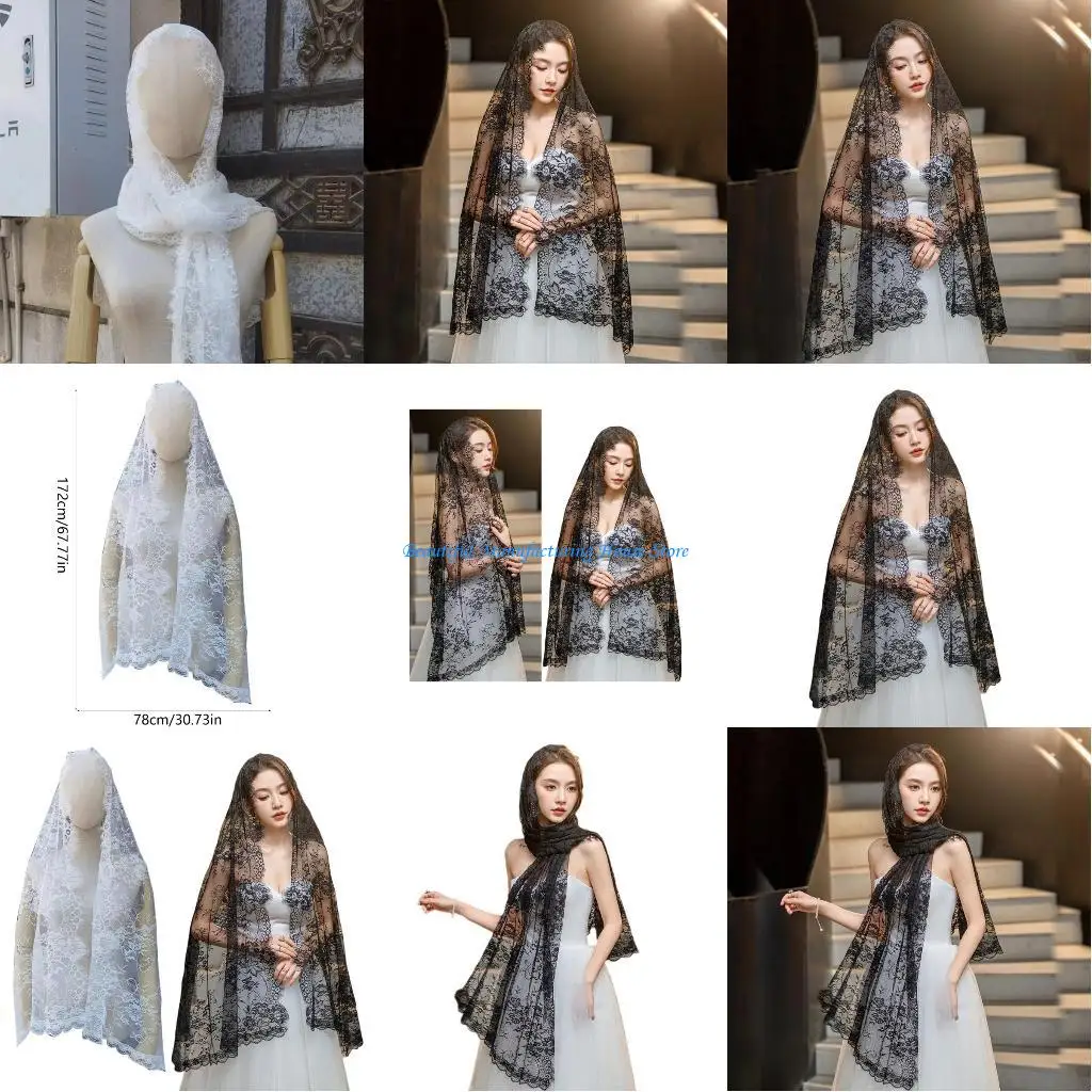 

E56a кружевная пограничная свадебная завеса Хэллоуин составьте аппликации по длине мантиллы элегантная завеса для католической