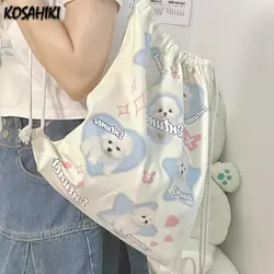 Women Vintage Cartoon Cute Heart Dog Schoolbags Korean Sweet Fashion Trendy Canvas Bags Y2k Aesthetic Kawaii Backpacks All Match