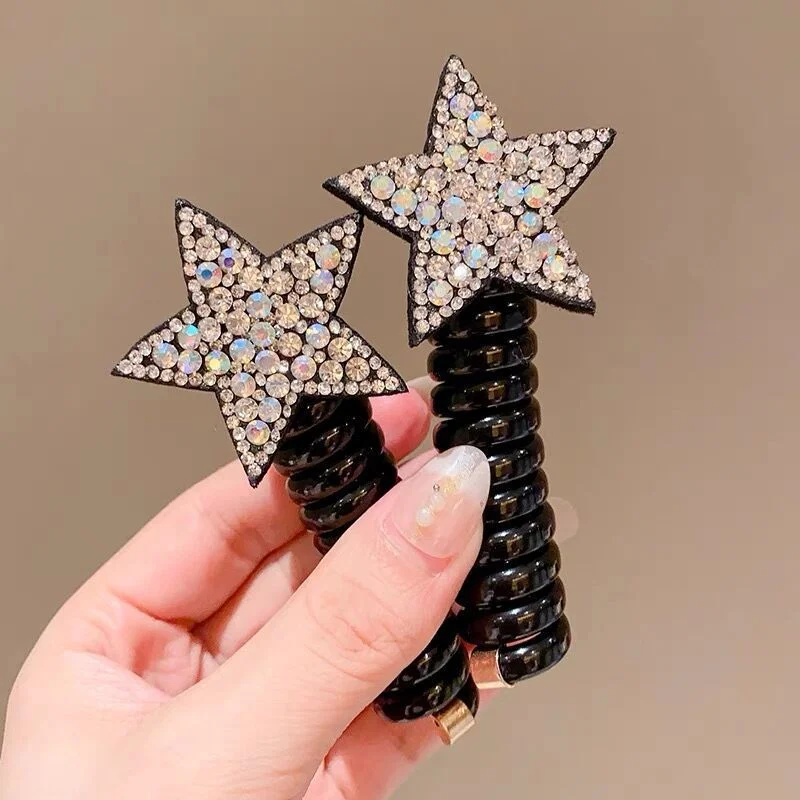 Molans-Strass Star Laço de cabelo para meninas, rabo de cavalo elástico, Scrunchies duráveis, bandas coreanas