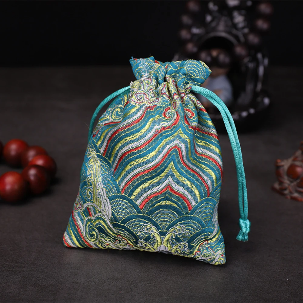 

Tie Candy Wedding Drawstring Embroidered Gift Pouch Jewelry Packaging Bag Storage Bag Satin