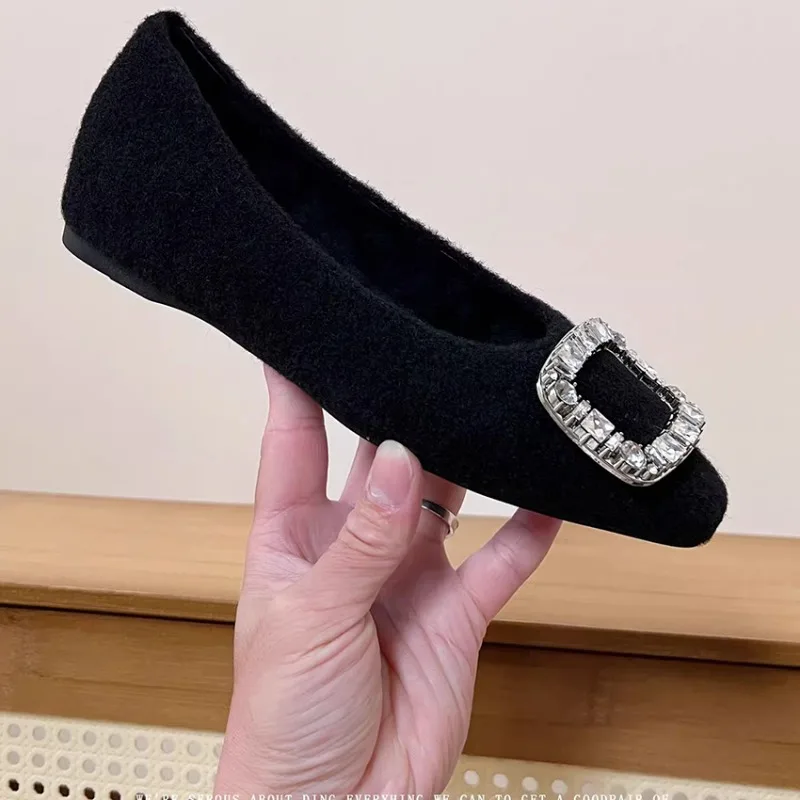 Kleine innen erhöhte Wollschuhe für Damen 2025, neue Winter-Fleece-warme Mary-Jane-Schuhe