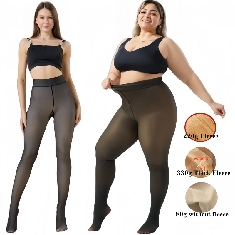 Plus Size 110kg Thermal Stockings Woman Warm Insulated Tights Sexy Women Pantyhose Fake Stockings Skin Effect Translucent Tights