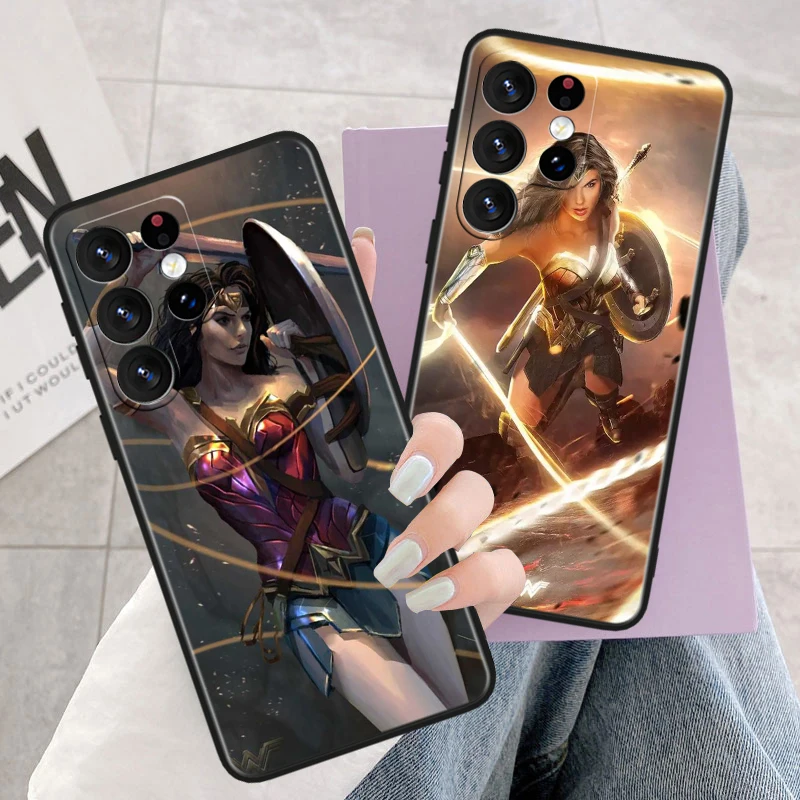 Cool Wonder Woman For Samsung Galaxy S23 S22 S21 S20 FE S10 S10e S9 S8 Ultra Plus Lite Black Soft Phone Case