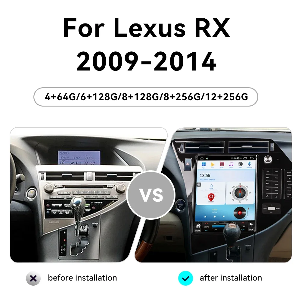 12.1 Inch Android Auto Car Radio Stereo for Lexus RX RX270 RX350 RX450h 2009-2014 GPS Navigation Carplay Tape Recorder Head Unit