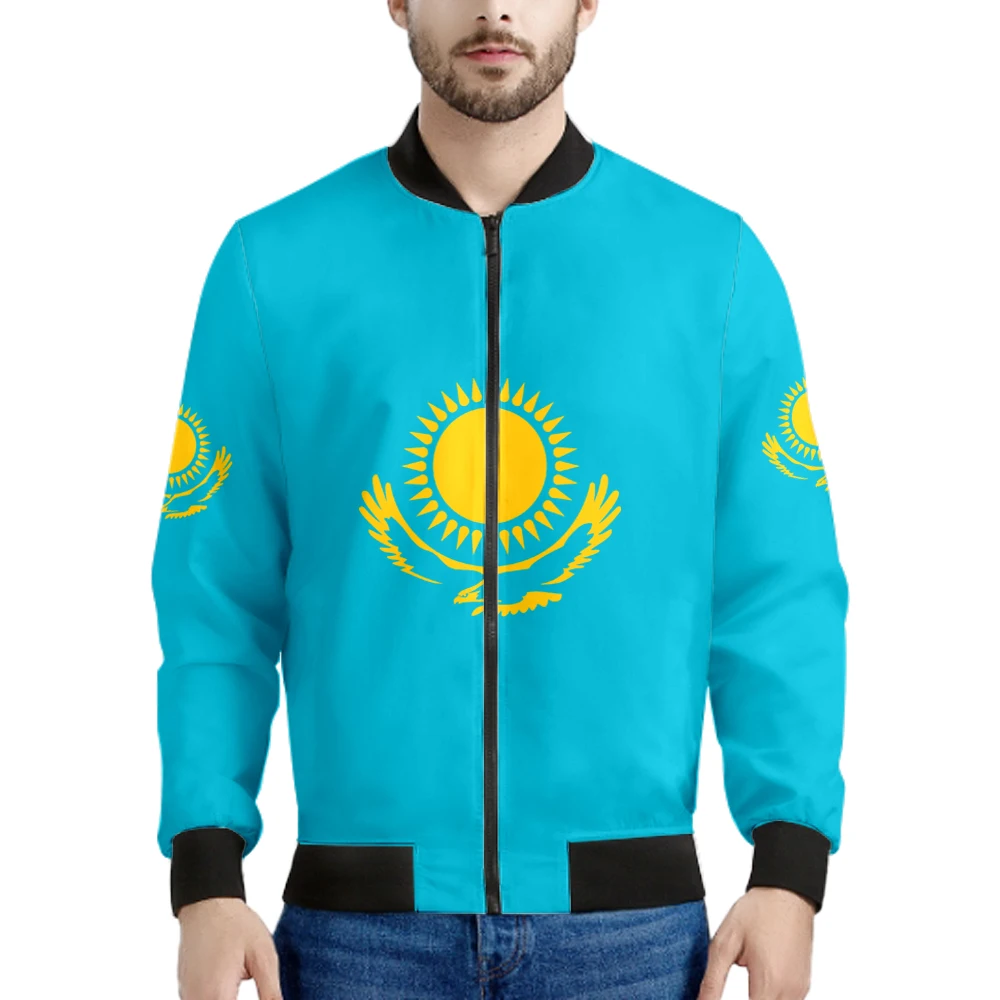 Kazakhstan Zipper Jacket Diy Custom Name Number Print Photo Kaz Coats Nation Flag Kz Russian Kazakh Country College Clothes