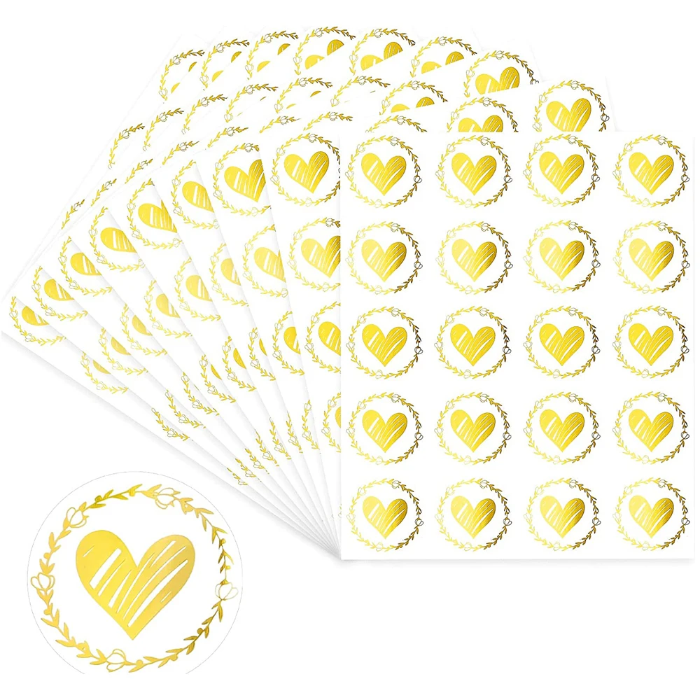 100-200pcs Clear Bronzing Heart Stickers Round Envelope Sealing Label for packaging for purchase clear round card gift decor