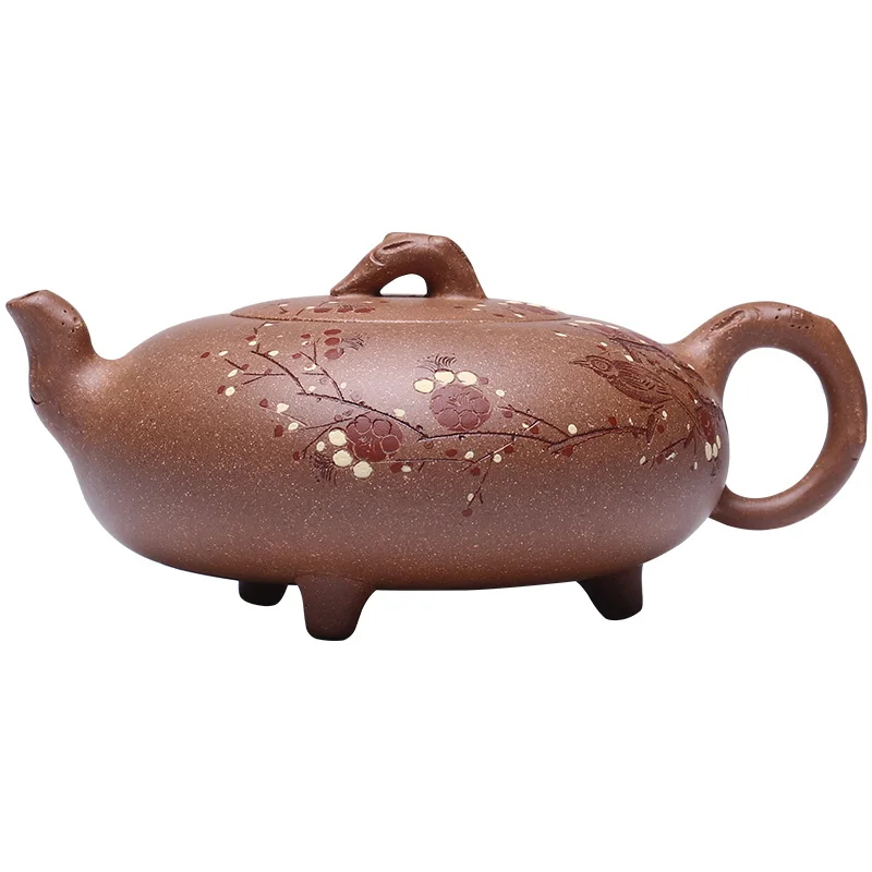 Large Capacity Raw Ore Beige Clay Yixing Purple Clay Pot Handmade Household Tea Set Plum Blossom Teapot Single Teapot Happy Eyeb