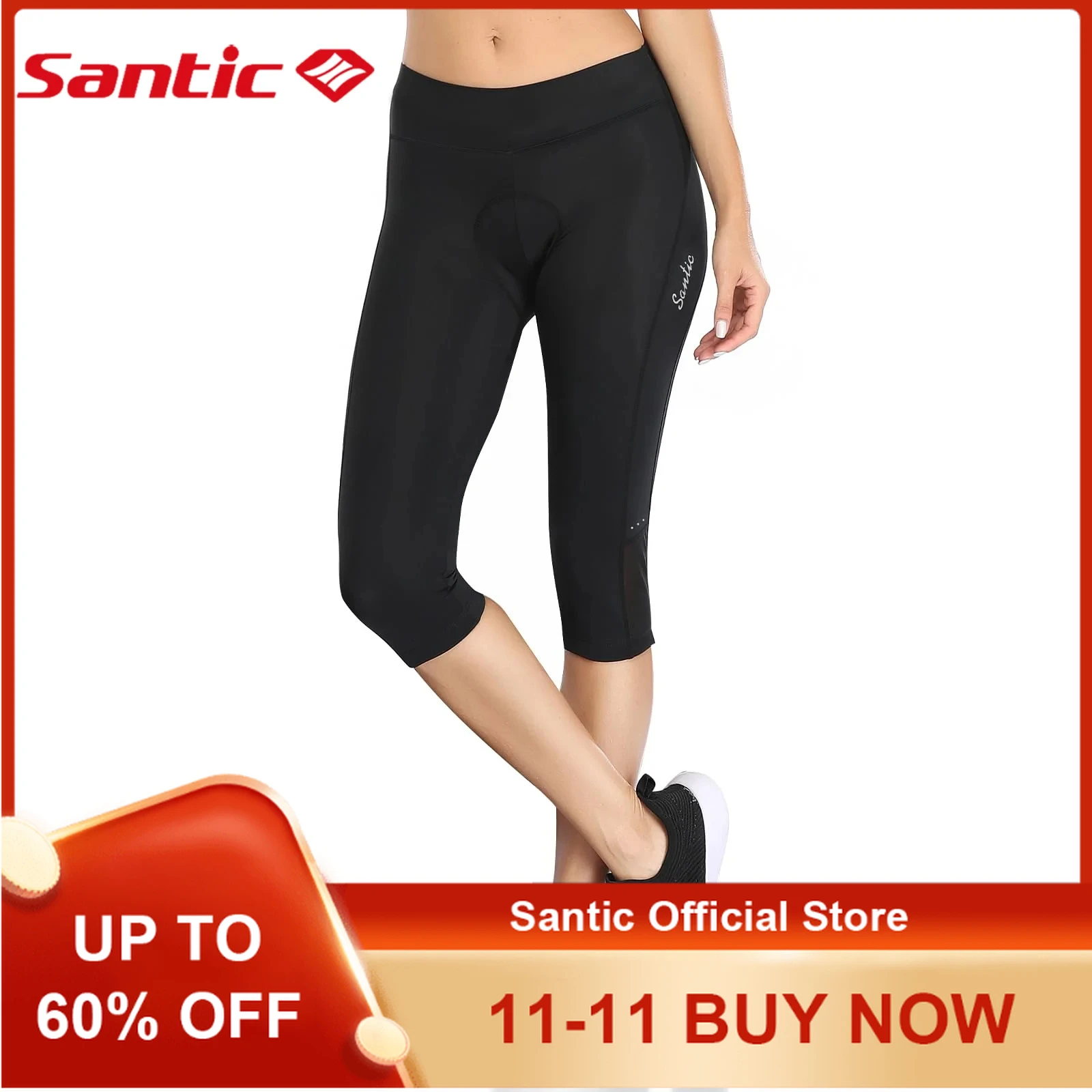 

Santic Women's Cycling Pants with Padded 3/4 Cycling Shorts Riding Shorts with Pockets