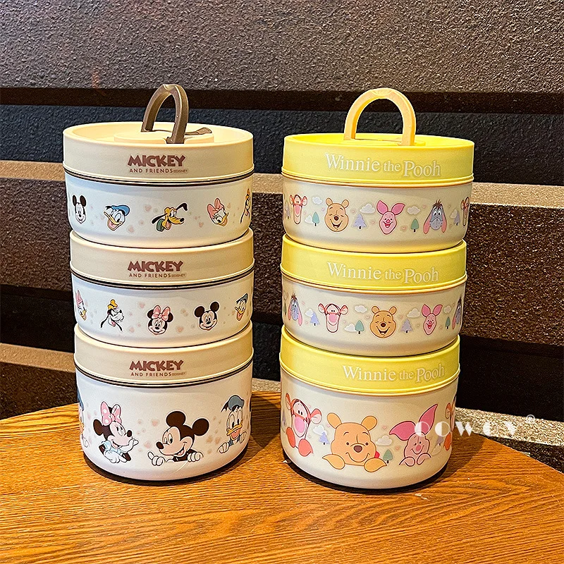 

Новинка 2025: Ланч-бокс Disney с Винни-Пухом и Микки Маусом из нержавеющей стали, пищевой, штабелируемый, с термосумкой, для дома