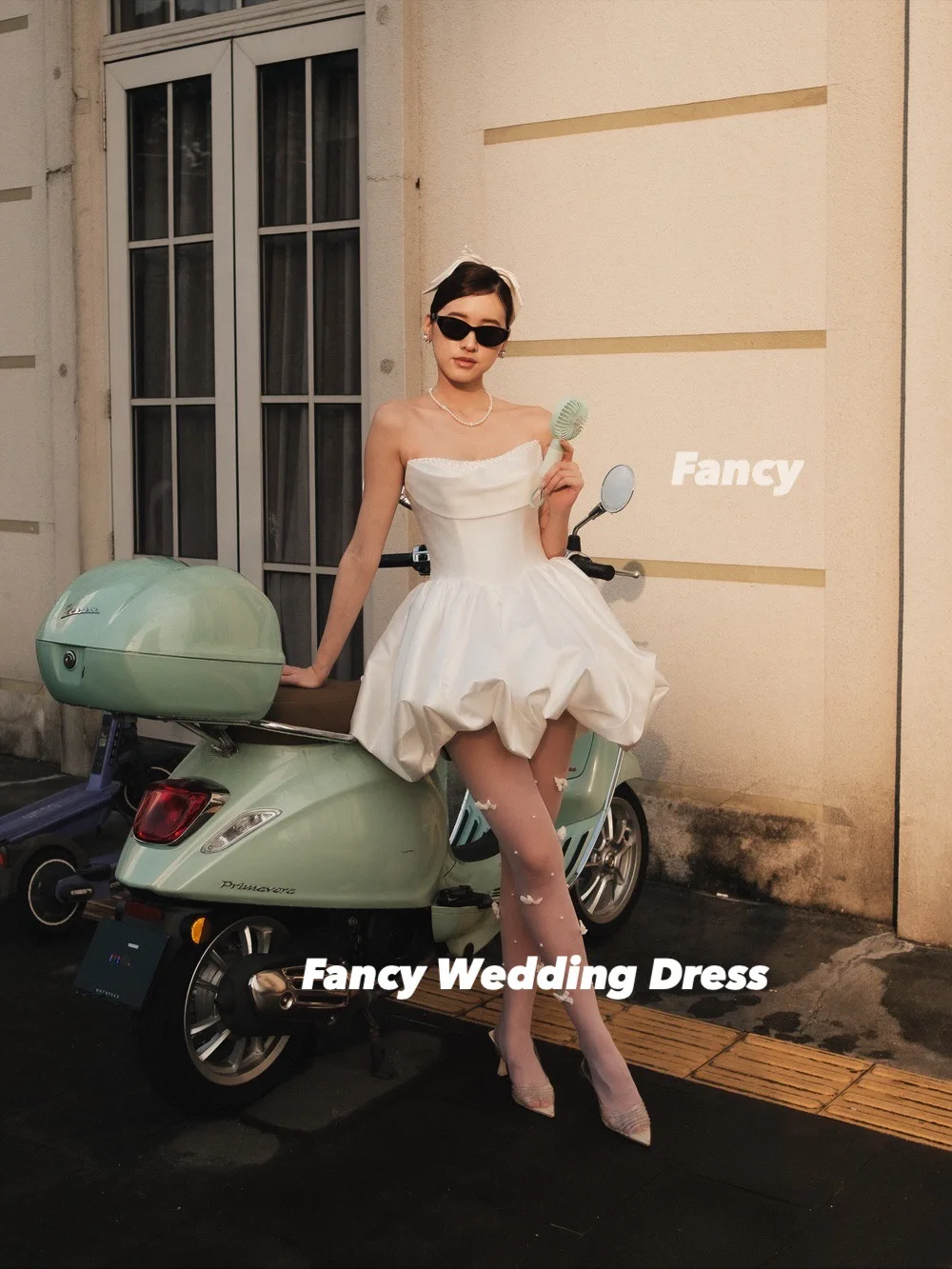 Fancy Simple Shiny Beading Wedding Dress A Line Soft Satin Bridal Gown Mini Short Formal Occasion Dresses Customized