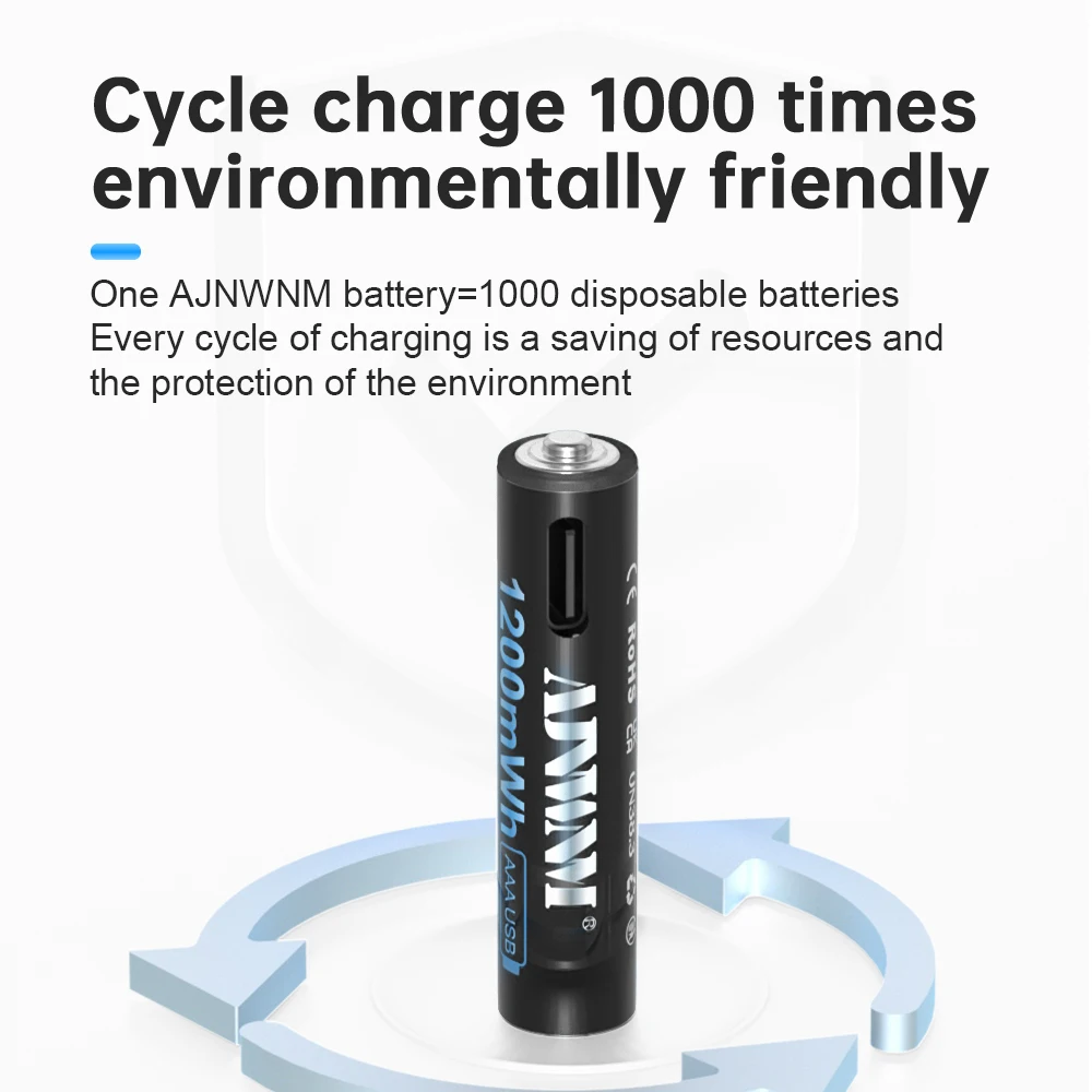 Batterie Li-ion Rechargeable haute capacité 1.5V AAA, 1200mWh, USB, pour clavier jouet, télécommande, souris sans fil