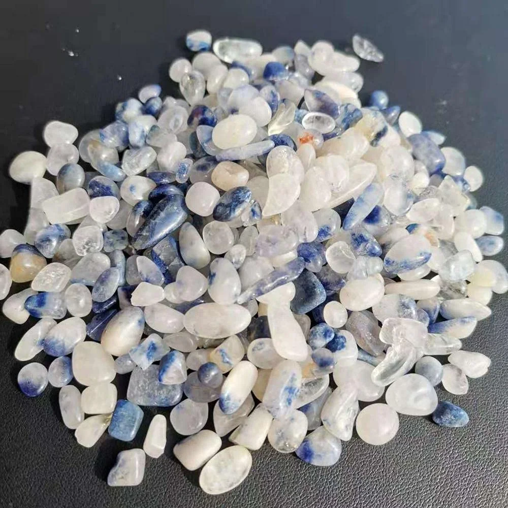 3-12mm Natural Blue Rutilata Gravel Chips, Natural Blue Rutilated Crystal Chips, Undrilled Blue Rutilated Gemstone Chips