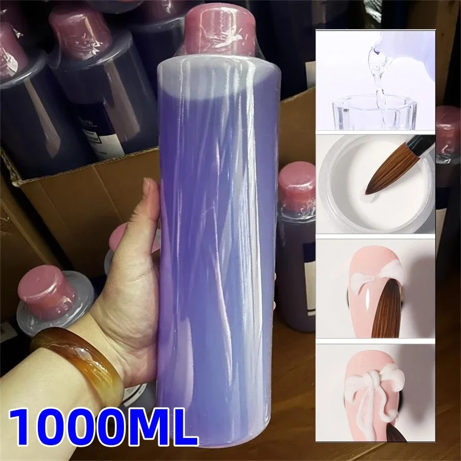 Líquido acrílico para uñas EMA, 1000ML, para tallar polvo acrílico * herramientas acrílicas líquidas no amarillentas, extensión de manicura monomero