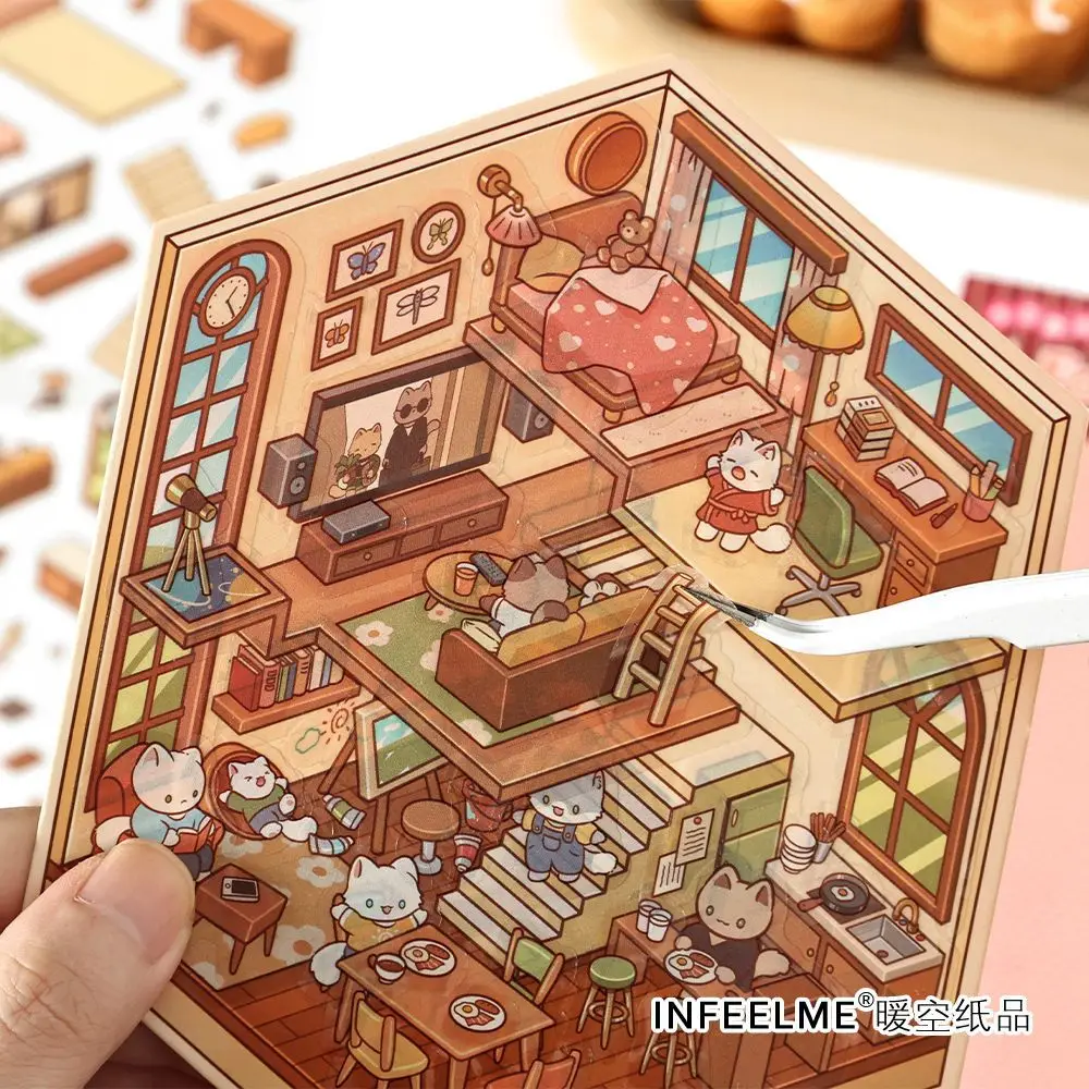 Mr. Paper, 3D Coffee Baking Sushi Restaurant Landscape Themed Sticker Pack, Creative DIY Collage, Scrapbook, Diary Stickers