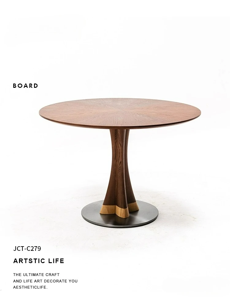 작은 허리형 식탁 모던 레트로 원목 심플 식탁 북유럽풍 원형 테이블 가정용 중세풍 소형 아파트용