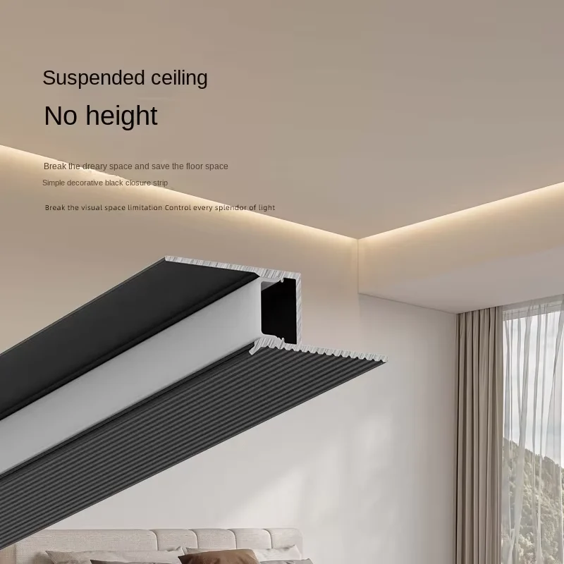 0.5m/1m teto led perfil de alumínio estreito suspenso linear decoração para casa barra dura luz retroiluminação invisível calha lâmpadas 12/24v