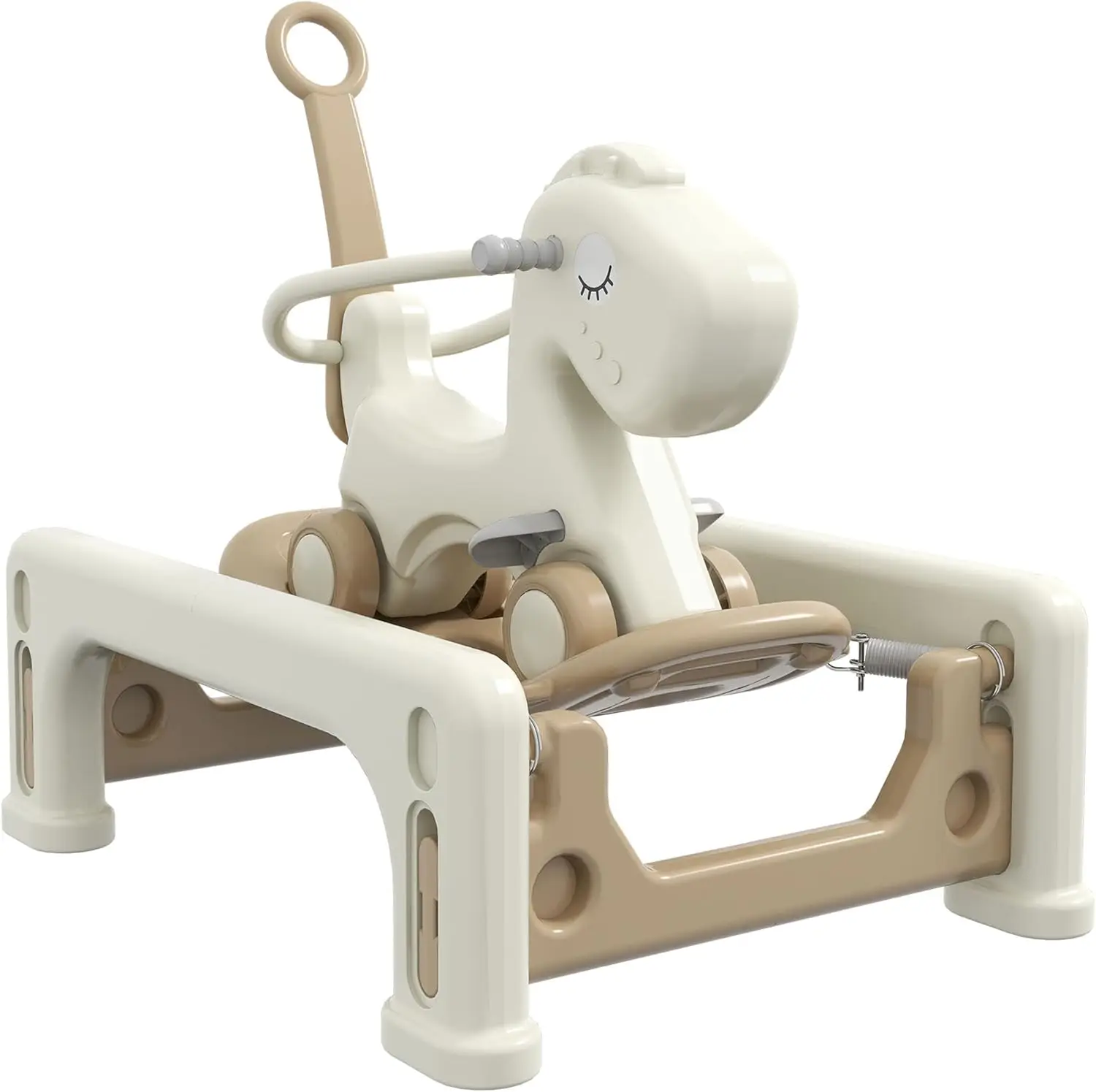 5 w 1 koń na biegunach dla małych dzieci w wieku od 1 do 6 lat, wiosenna jazda dla dzieci na rowerek biegowy konnych z odczepianym Balance Board, uchwyt do pchania i