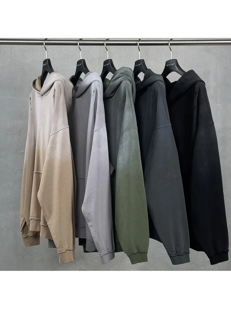 

Винтажная белая толстовка с капюшоном Waed, мужская повседневная уличная одежда, осень-весна, дизайн с отверстиями в стиле хип-хоп, Sle ex