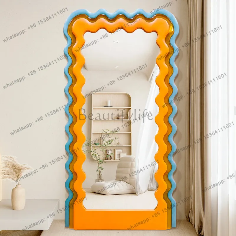 Hot Selling Products Wavy Funky Decorative Mirrors Modern Items Full Body Aesthetic Standing Girls Mirror Nordic Irregular Spieg
