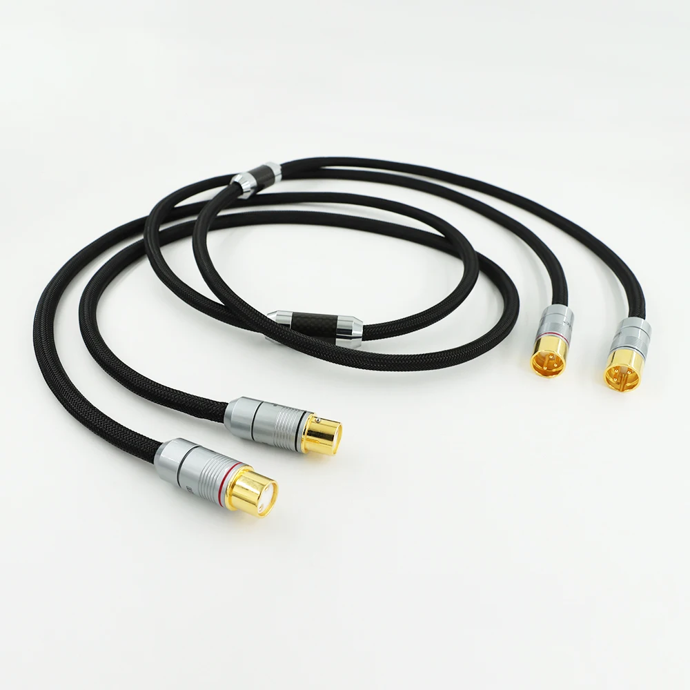 Hi-end 6N Pure Silver XLR Balanced Cable Professional HiFi Audio Interconnect Line Carbon Fiber Plug