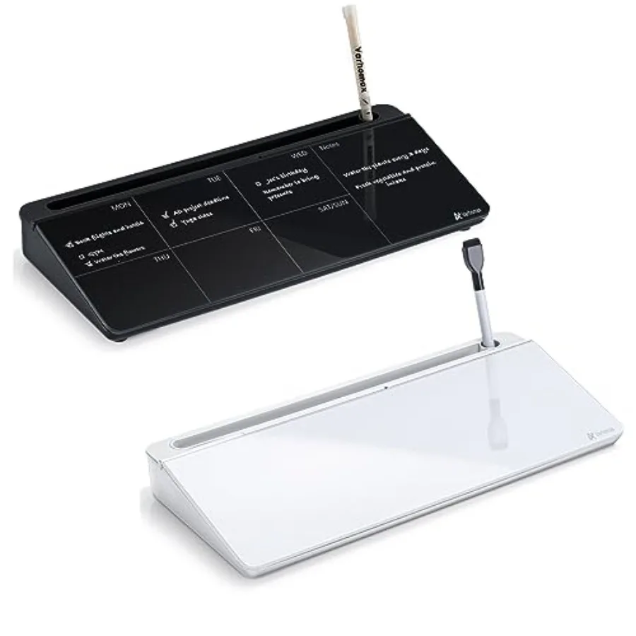 

Desktop Whiteboard Black with Weekly Planner and White, Desk Organizer Solution for Home Office School Art Beauty Supplies