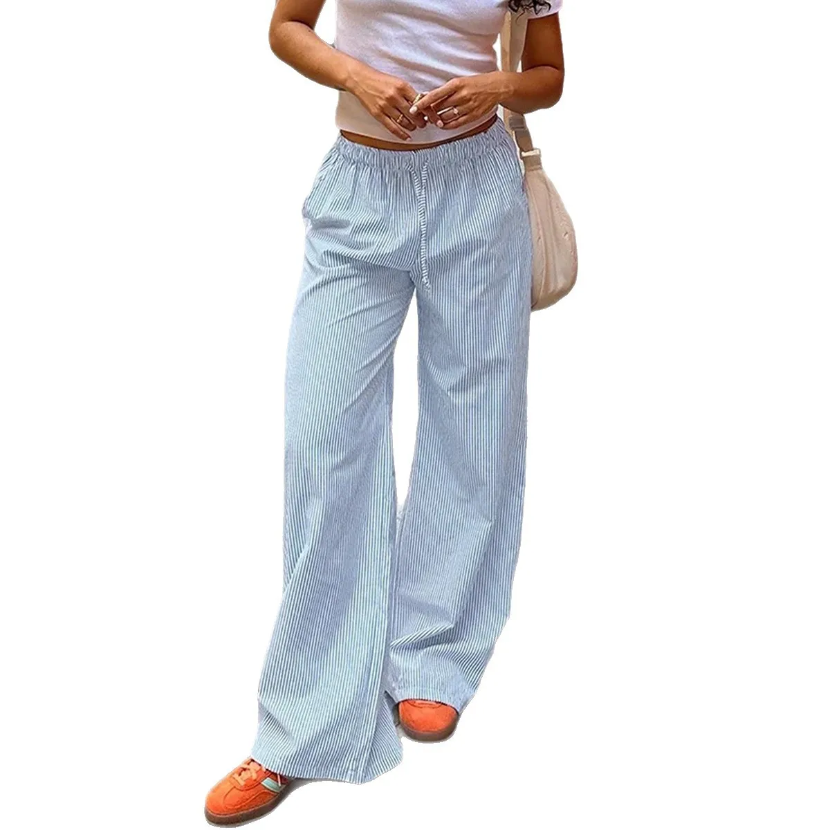 Minimalist Resort Style Belted Long Pants for Women, Women's Clothing 2025 Autumn/Winter