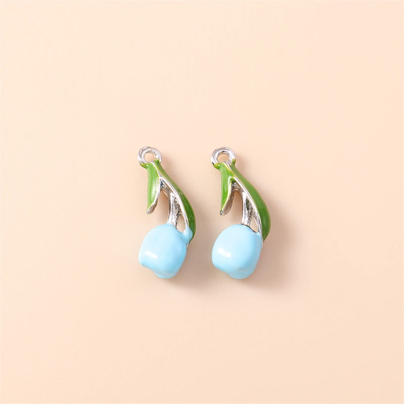 5 Stück 7 x 17 mm niedliche Emaille-Tulpenblumen-Anhänger für die Schmuckherstellung, Ohrringe, Halsketten, Armbänder, Zubehör, DIY-Geschenke – Detail 9