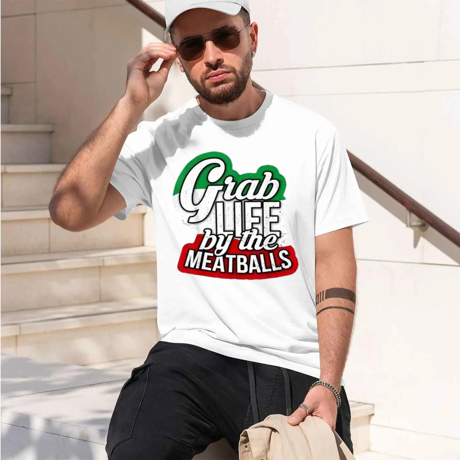 NEW Grab Life By The Meatballs Funny Itan T-Shirt 2026 New Model Short-sleeve crewneck T-Shirt Classic Casual Multiple Colors an