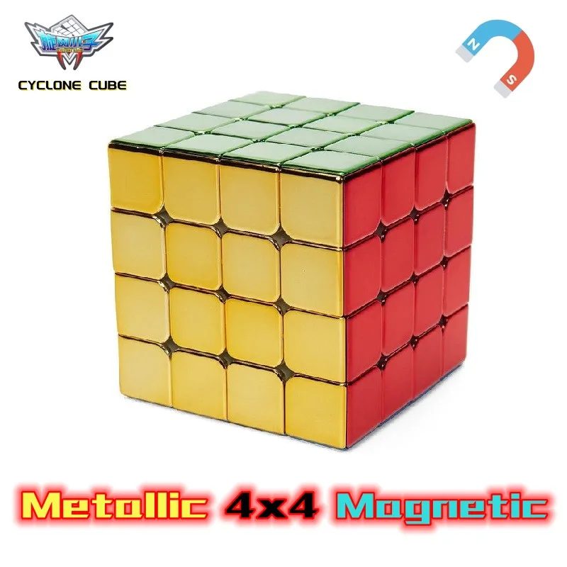 

Cyclone Boys Metallic Gold 4x4 M Magnetic Plating Magic Cube Professional 4x4x4 4M Speed Puzzle Hungarian Magico Cubo Toy Boy