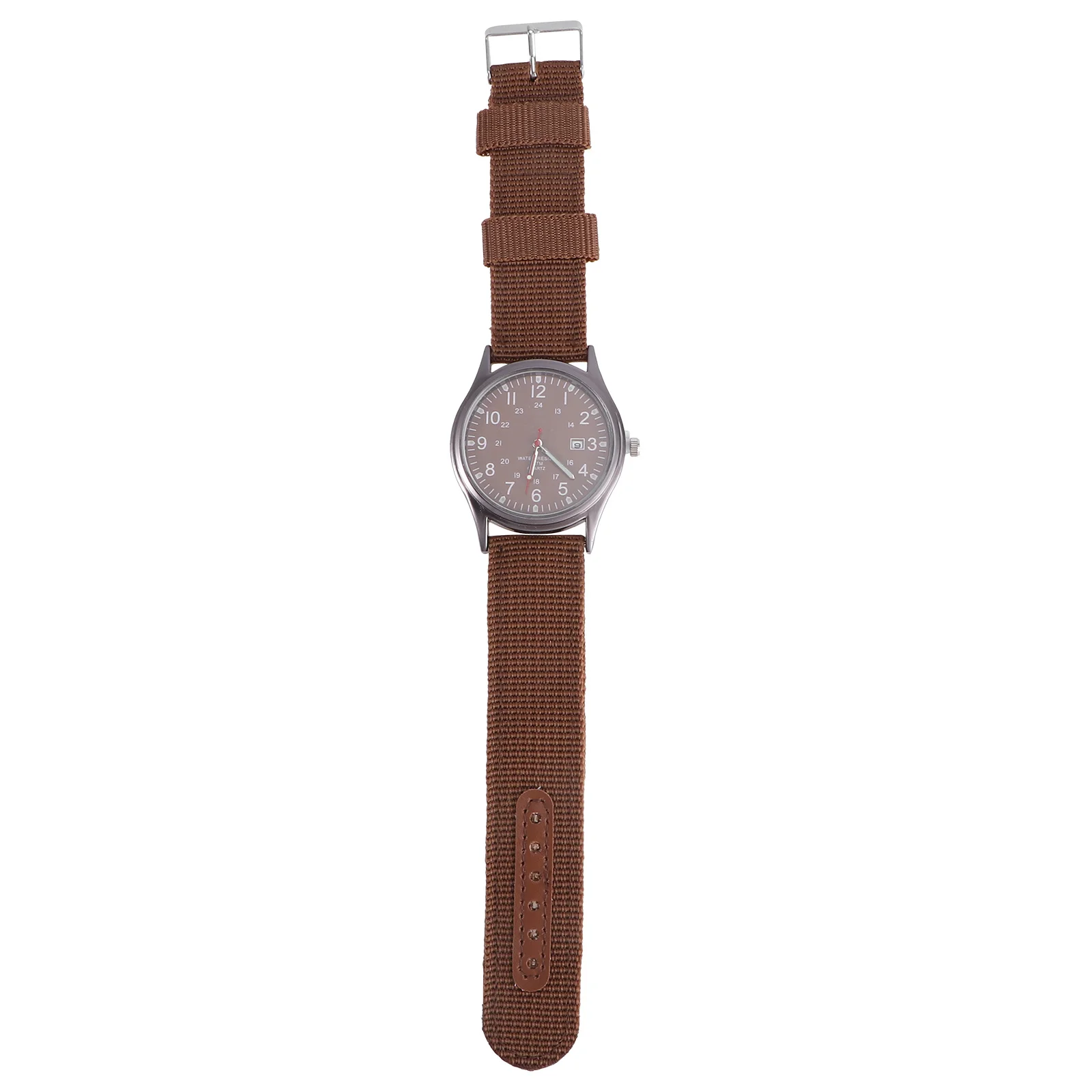 

1Pcs High Grade Material Men Quartz Watch Calendar Dial Canvas Band Durable Portable for Any Occasion Brown Men Quartz Watch