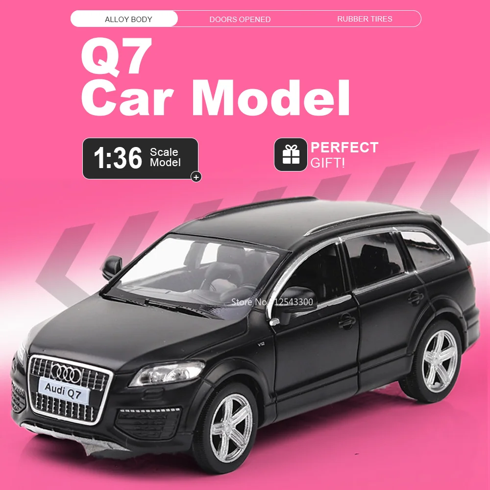 1:36 Scale Q7 Quattro 1980 Car Model Toy Doors Opened Alloy Diecast Models Pull Back Rubber Tires Vehicle Housewarming Ceremony