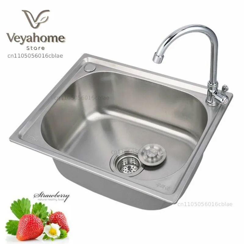 304 stainless steel sink single sink kitchen single basin thickened large single slot set WF907250