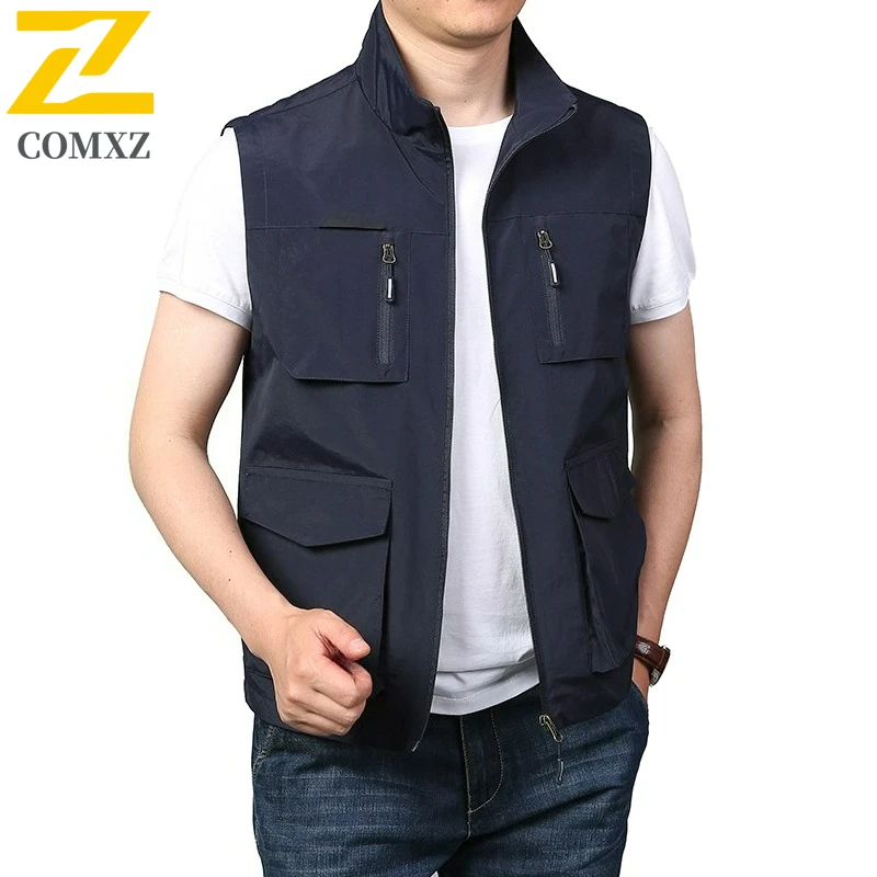 

Men Autumn Winter Vest Casual Multi Pocket Fleece Lined Photography Fishing Waistcoat Outdoor Camping Travel Lightweight Gilet