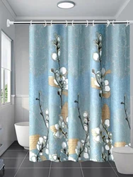 1 pack Laneige flower pattern polyester material shower curtain tarpaulin bathroom thickeneded mildew-proof partition curtain bathroom water-blocking partition decorative curtain