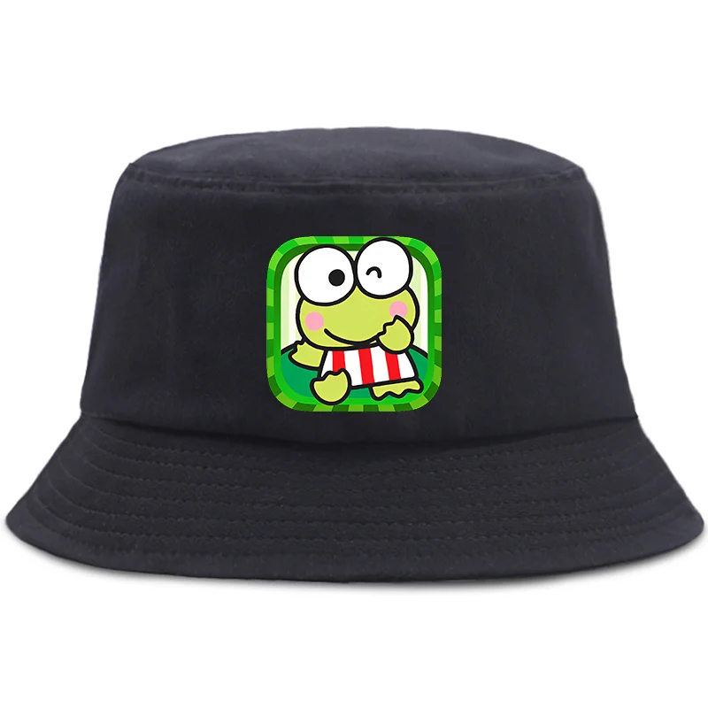 Anime Kerokero Keroppi Printed Fisherman Hat Cute Cartoon Basin Hat Autumn Summer Beach Sun Shade Hat Girl Gift