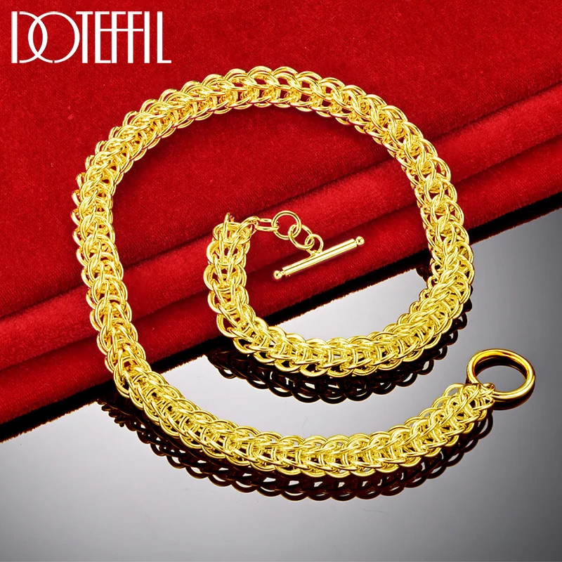 

DOTEFFIL 18K Gold Many Circles Chain Necklace For Man Woman Wedding Engagement Fashion Jewelry