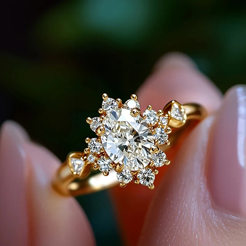 Huitan Eleganter Damenring für Hochzeit, Verlobung, luxuriös, mit hellblauem CZ-Stein, Party-Accessoires, zarter Damenschmuck, Geschenk – Detail 34