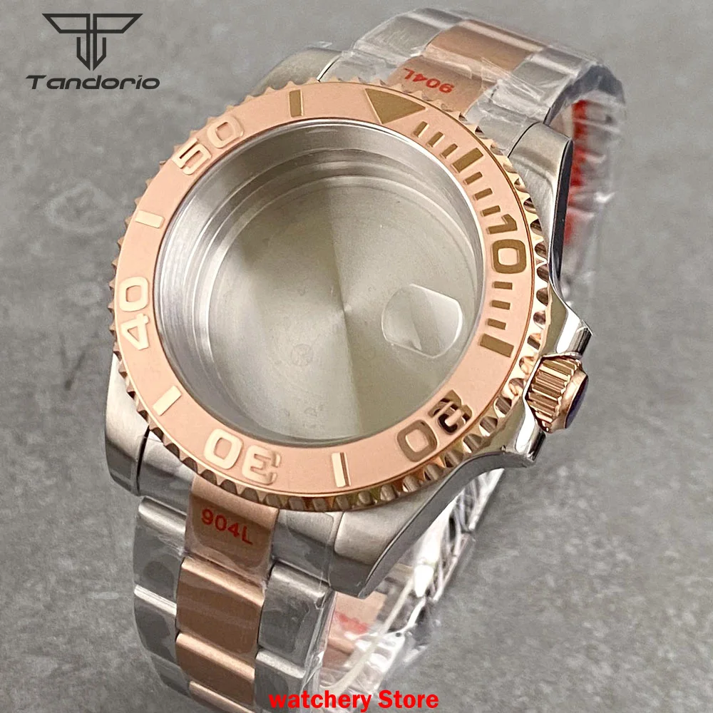 

40mm Watch Case Two Tone Rose Gold 20ATM Diving Fit NH35 NH34 NH36 ETA2824 PT5000 Movt Sapphire 120 Click Ceramic Bezel Bracelet