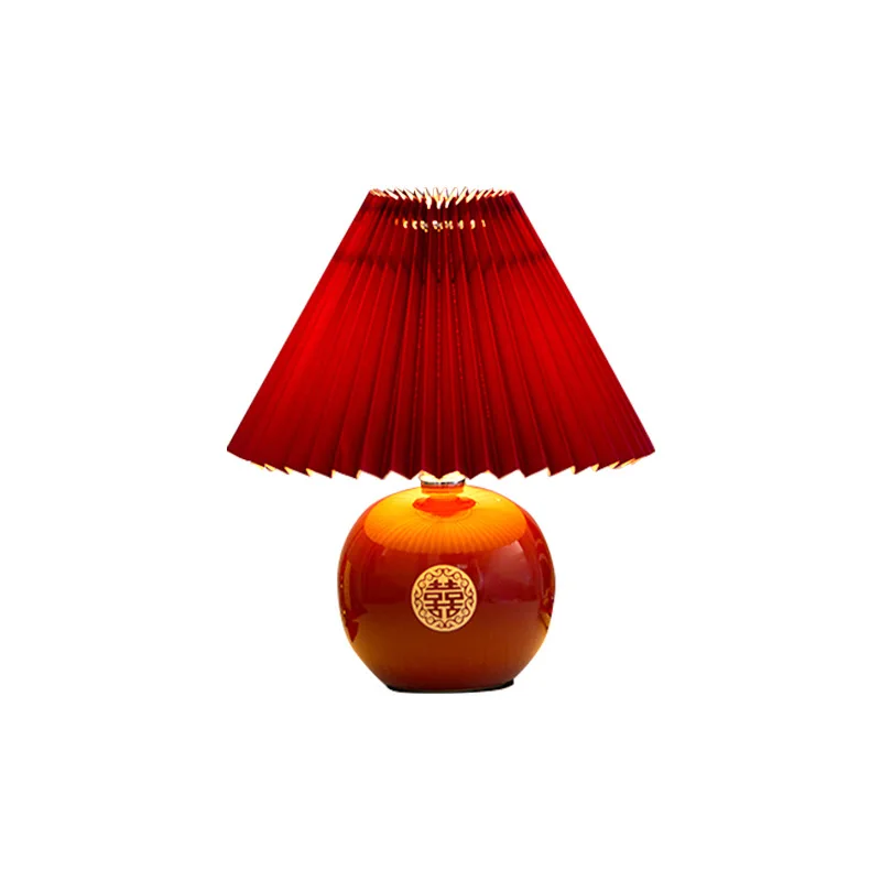 

Chinese ceramic everbright lamp bride wedding word bedside lamp romantic bedroom pleated table lamp ceramic lamp