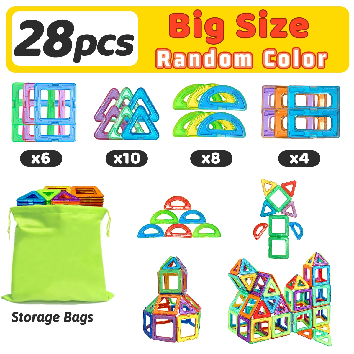 Magnet Toys Big size DIY Magnetic Building Blocks Construction Toys For Kids Building Blocks STEM Toys Learning Educational Toys