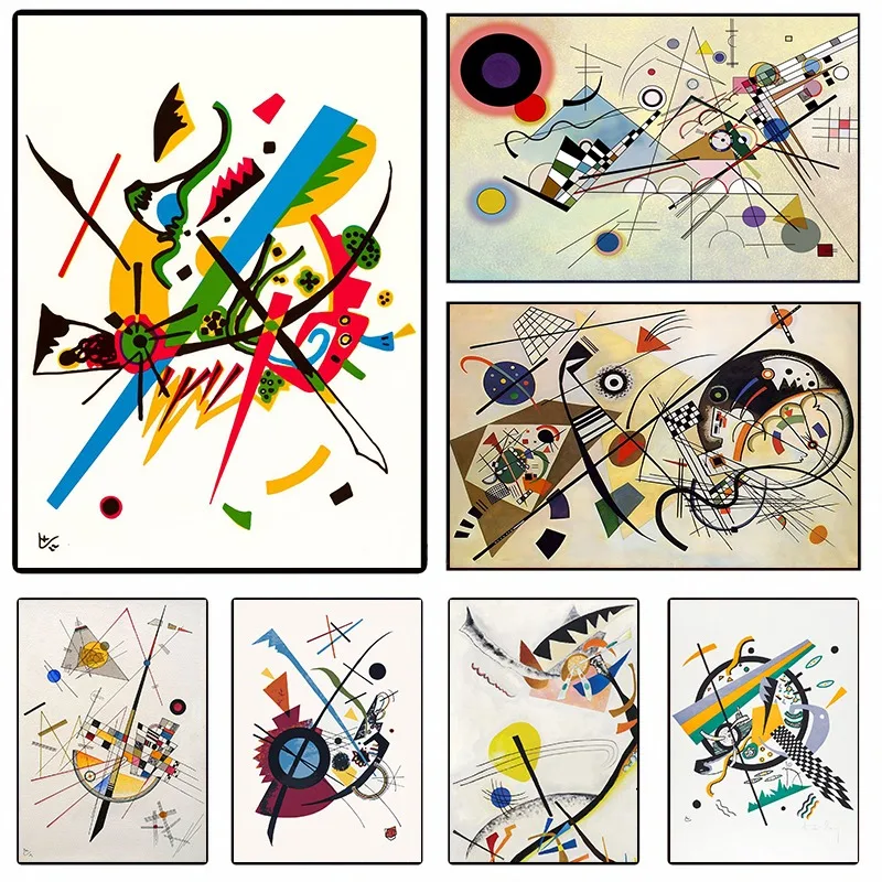 Kandinsky Famous Abstract Geometry Colorful Artworks Posters and Prints Canvas Printing Wall Art Picture for Living Room Decor